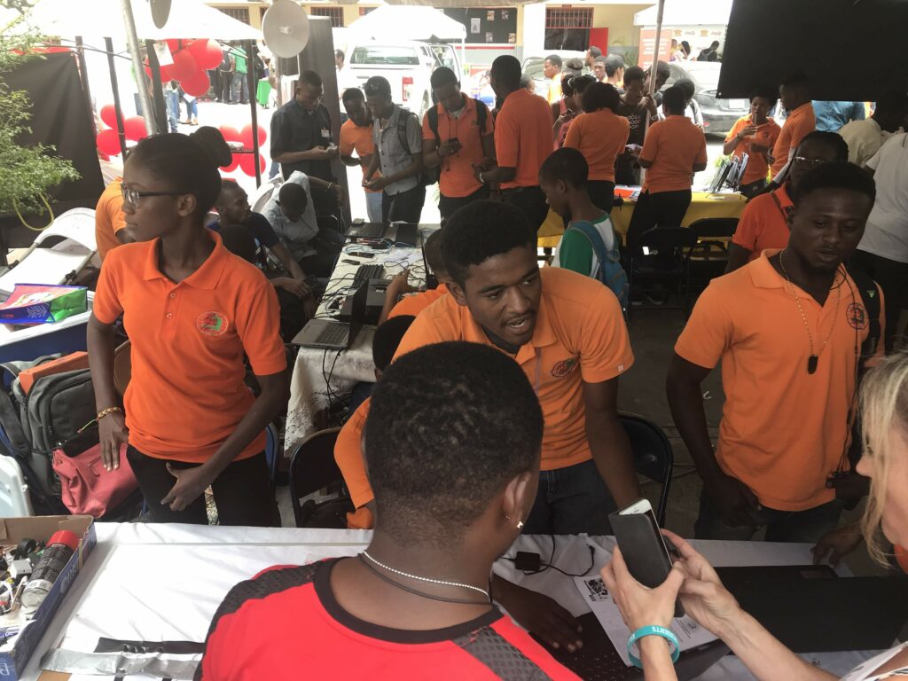 Science Fair Booth Orange Shirts